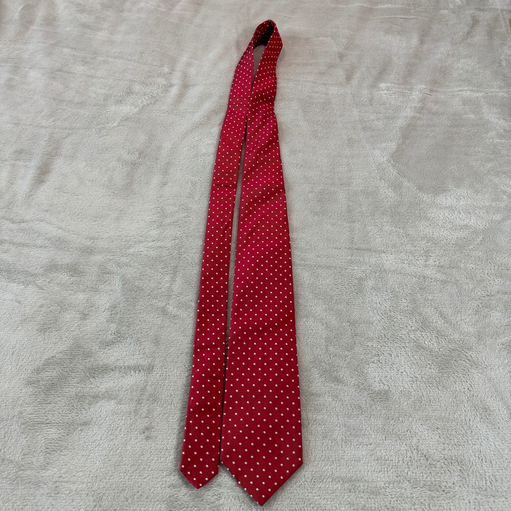 Brooks Brothers 346 Mens Red White Polka Dot Silk Tie Made in USA 57x3 Italy - Picture 2 of 7